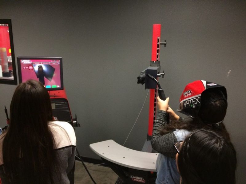 At Universal Technical Institute student try out the virtual welding simulator